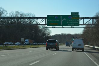 I-95/495 split south of PA 491 and Naamans Creek.