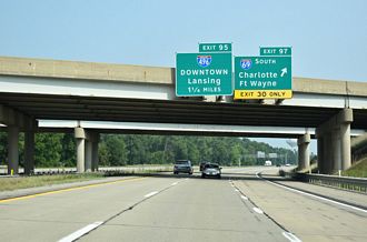 I-96 West at I-69 South, 1.25 miles ahead of I-496
