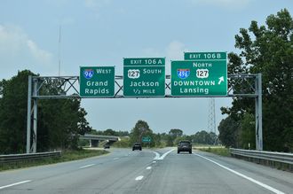 I-96 West at I-496/US 127 North in Delhi Township, MI