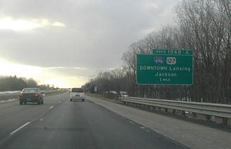 I-96 west at I-496/US 27 - Alaiedon Twp, MI