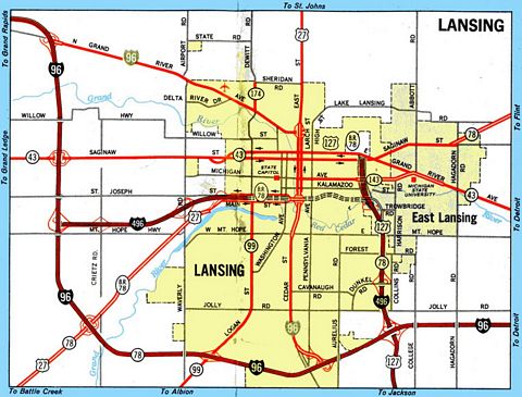 1970 Map of Lansing, Michigan