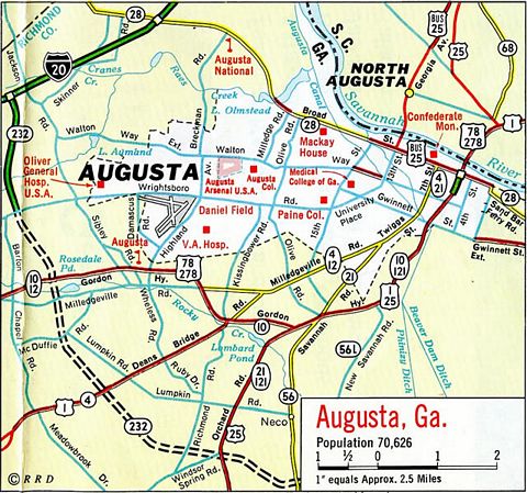 Augusta, GA - 1969 Map