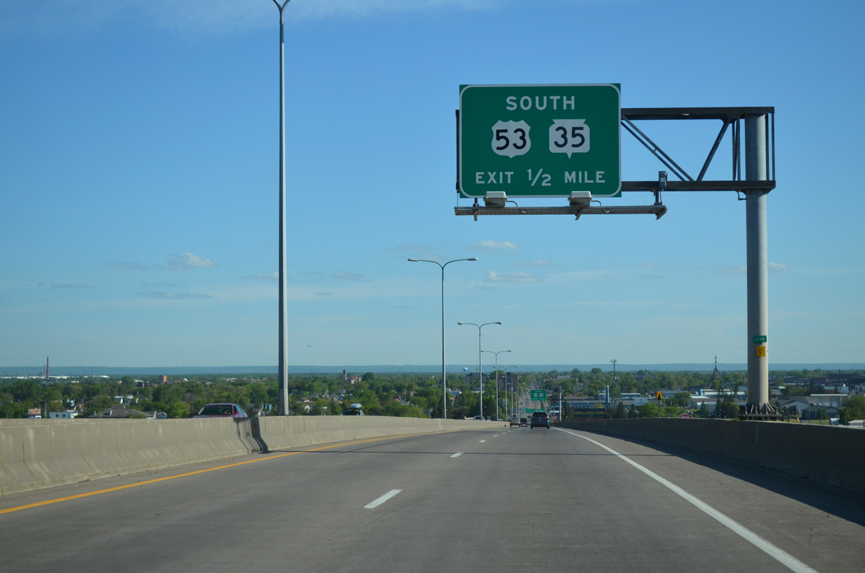 I-535/US 53 south at Wis 35 - Superior