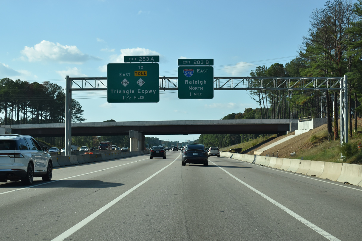 I-40 west at Airport Blvd, one mile from I-540/NC 540 at Morrisville