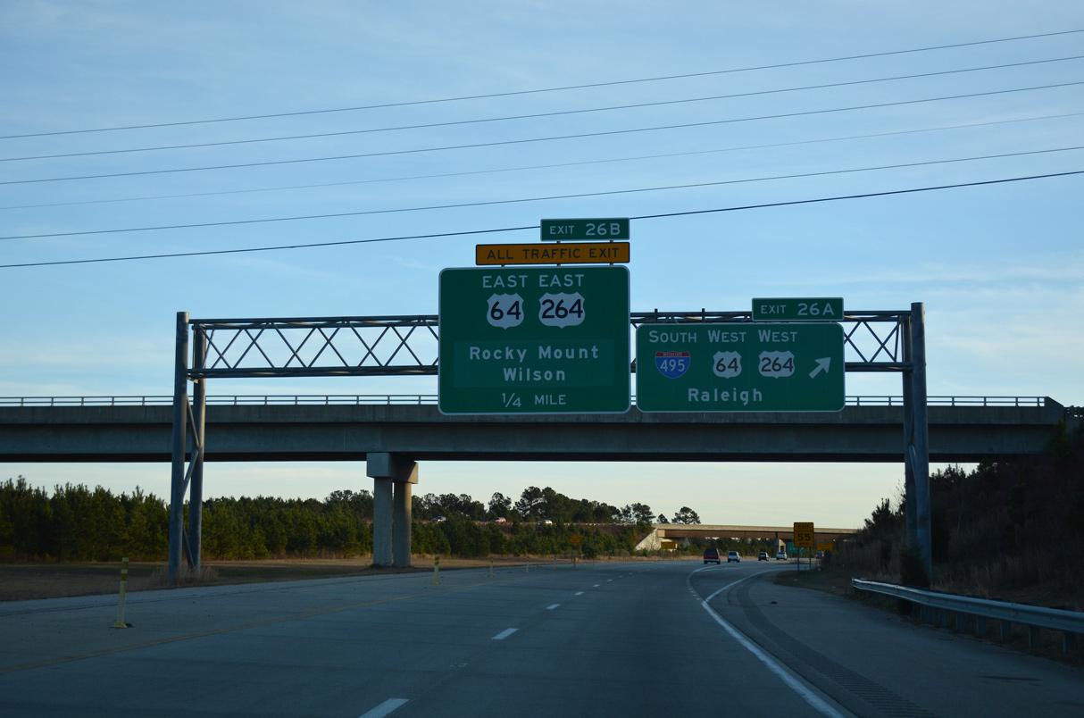 I-540 east at I-87/US 64-264 - Knightdale, NC