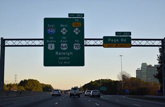 I-40 east at Page Road, a half mile from I-540/NC 540.