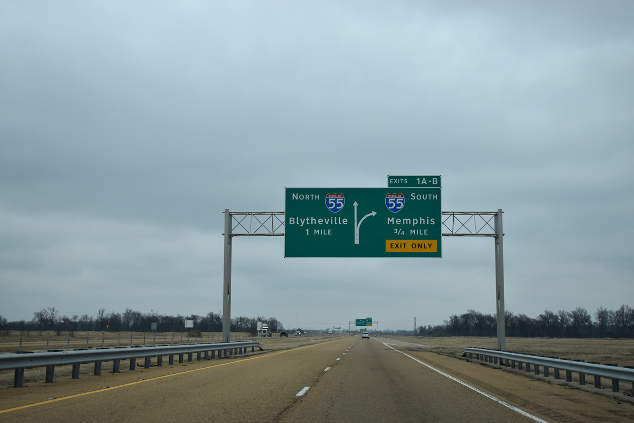 I-555 south at I-55/US 61-AR 77 - Gilmore