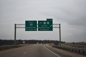 I-55/US 61-63 north at I-555/AR 77 - 2019