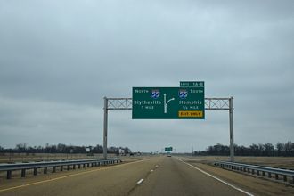I-555 south at I-55/US 61-AR 77 - Gilmore