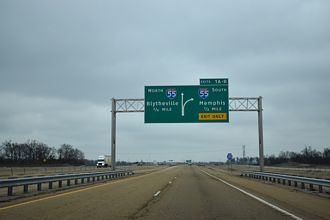 I-555 south at I-55/US 61-AR 77 - Gilmore