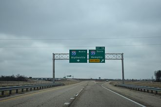 I-555 south at I-55/US 61-AR 77 - Gilmore