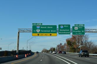 I-64 West at Interstate 564 in Norfolk, Virginia