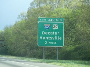 I-65 south at I-565/US 72 ALT-SR 20 - Tanner, AL