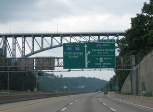 I-279 South ahead of Interstate 579 in Pittsburgh, Pennsylvania