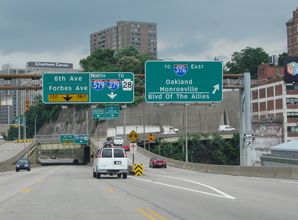 Liberty Bridge Approach north at I-579 - Pittsburgh, PA