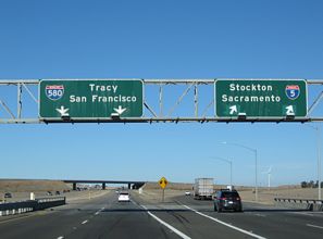 I-5 North at the separation with Interstate 580 at Vernalis, California