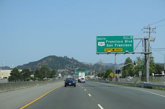 I-580 west at US 101 - San Rafael, CA