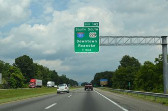 I-81/U.S. 220 South at Interstate 581 to Roanoke, Virginia