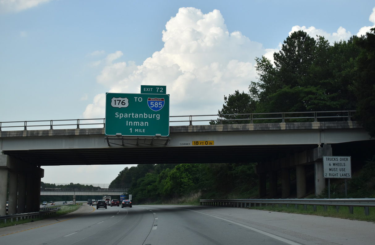 I-85 north at I-585/US 176 - Southern Shops, SC