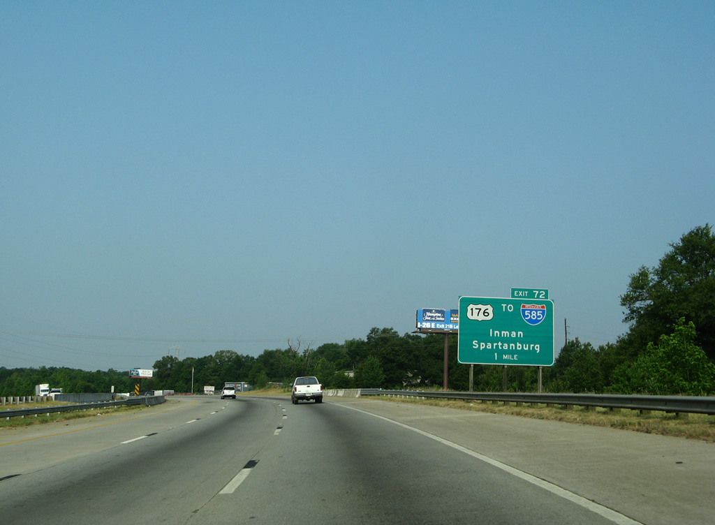 I-85 south at I-585/US 176 - Valley Falls, SC