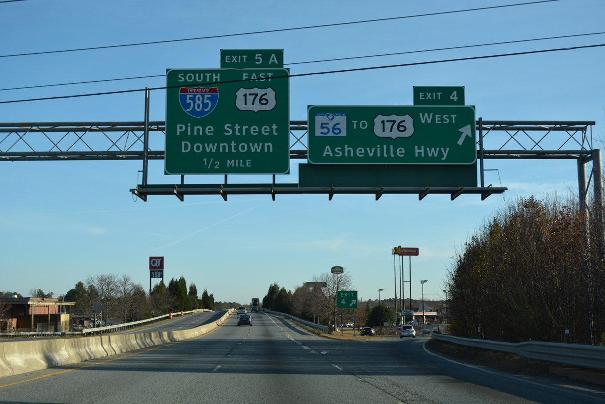 Business Loop I-85 north at I-585/US 176 - Lone Oak, SC
