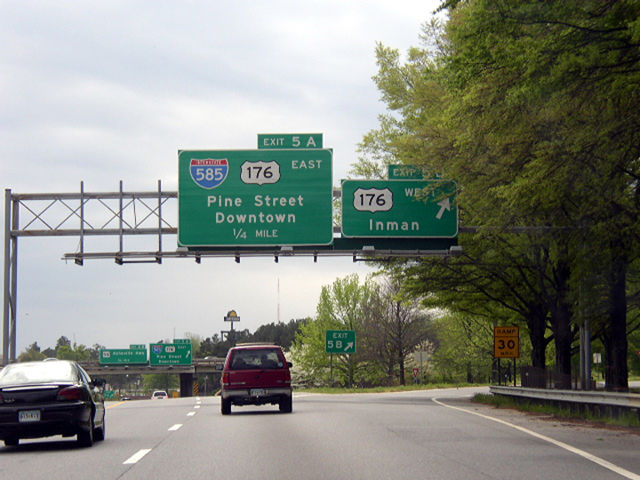 Business Loop I-85 south at I-585/US 176 - Lone Oak, SC