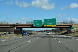 I-390 enters the town of Brighton, NY 0.75 miles from I-590.