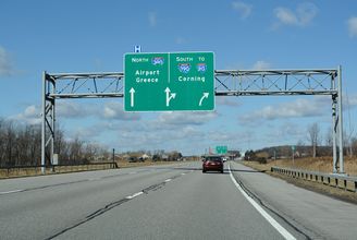 I-590 south ties into I-390 (Genesee Expwy) in a half mile at Brighton, NY.