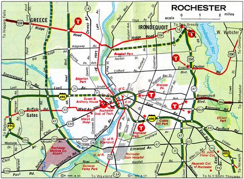 1968 map of Rochester, New York.