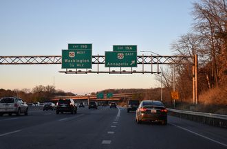 I-95/495 North at Interstate 595 and U.S. 50 near New Carrollton, Maryland