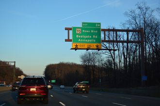 MD 70 leads southeast from I-595 and Parole into Annapolis.