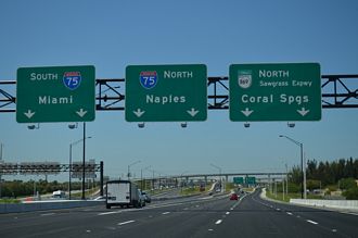 I-595 west at I-75/SR 869 - Sunrise, FL