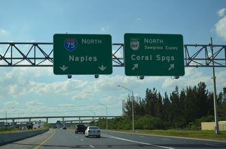 I-595 west at I-75/SR 869 - Sunrise, FL