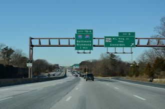 I-595/US 50 west at MD 704 at Mitchellville.