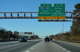 I-595/US 50 west ahead of the Capital Beltway in Springdale, MD.