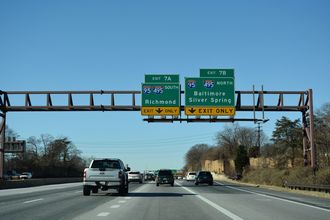 I-595/US 50 west at I-95/495 north to Baltimore and Silver Spring, MD.