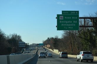 I-595 begins along US 50/301 in a half mile at MD 70 and Annapolis.