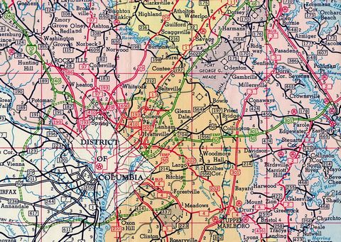 Washington, DC area – 1961 Maryland Official Highway Map