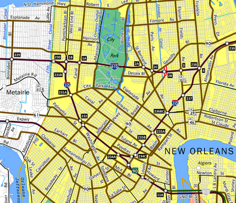 Map of Interstate 610 in New Orleans, Louisiana