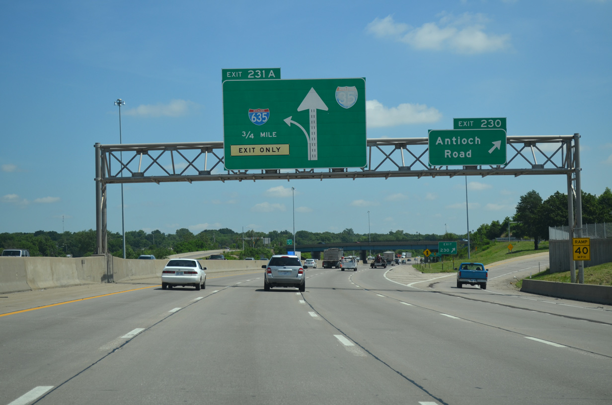I-35 north at I-635/US 69 - Merriam, KS