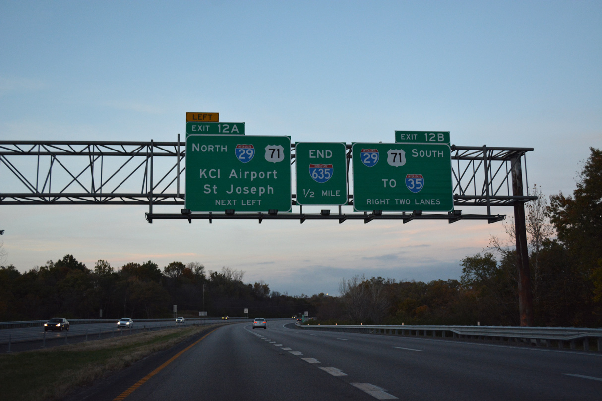 I-635 north at I-29/US 71 - Riverside, MO