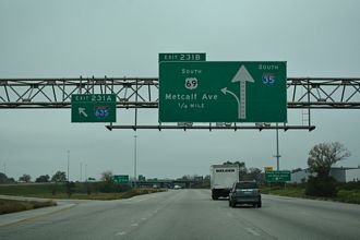 I-35/US 69 south at I-635 - Mission, KS