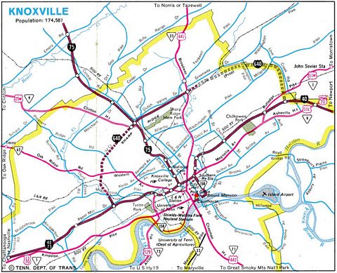 1978 road map of Knoxville, Tennessee