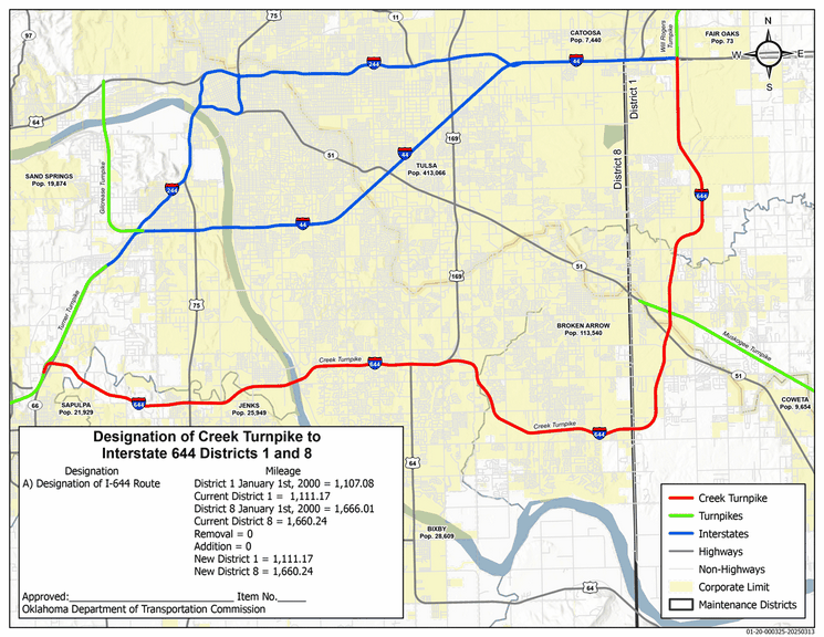 Map of the Proposed Interstate 644 in Oklahoma