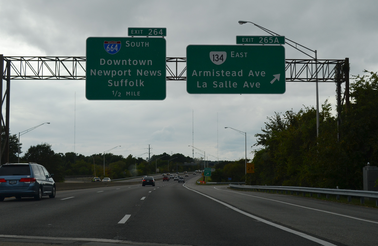 I-64 west at I-664 - Hampton, VA