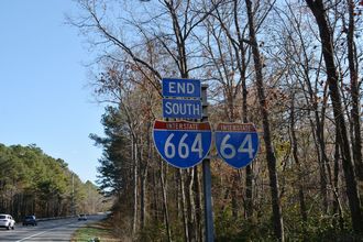 I-664 south at I-64 - Bowers Hill, VA