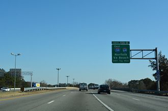 I-664 south at I-64/264 - Bowers Hill, VA