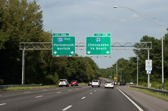 I-664 south at I-64/264 - Bowers Hill, VA