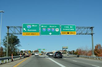 US 71 north at I-70/670 - Kansas City, MO