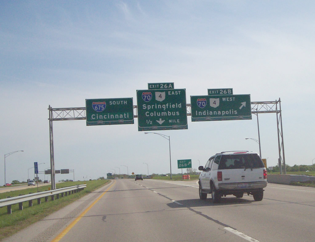 I-675 south at I-70/SR 4 - Medway, OH